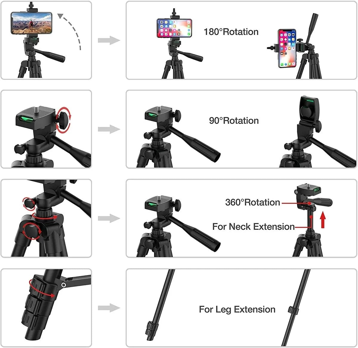 Phone Tripod Stand With Bluetooth Remote